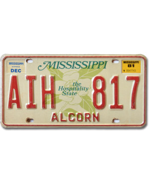 Americká ŠPZ Mississippi Alcorn Hospitality AIH 817