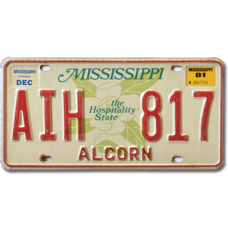 Americká ŠPZ Mississippi Alcorn Hospitality AIH 817