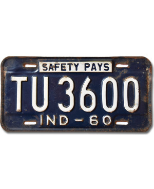 Americká ŠPZ Indiana 1960 Safety Pays TU 3600