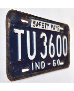 Americká ŠPZ Indiana 1960 Safety Pays TU 3600