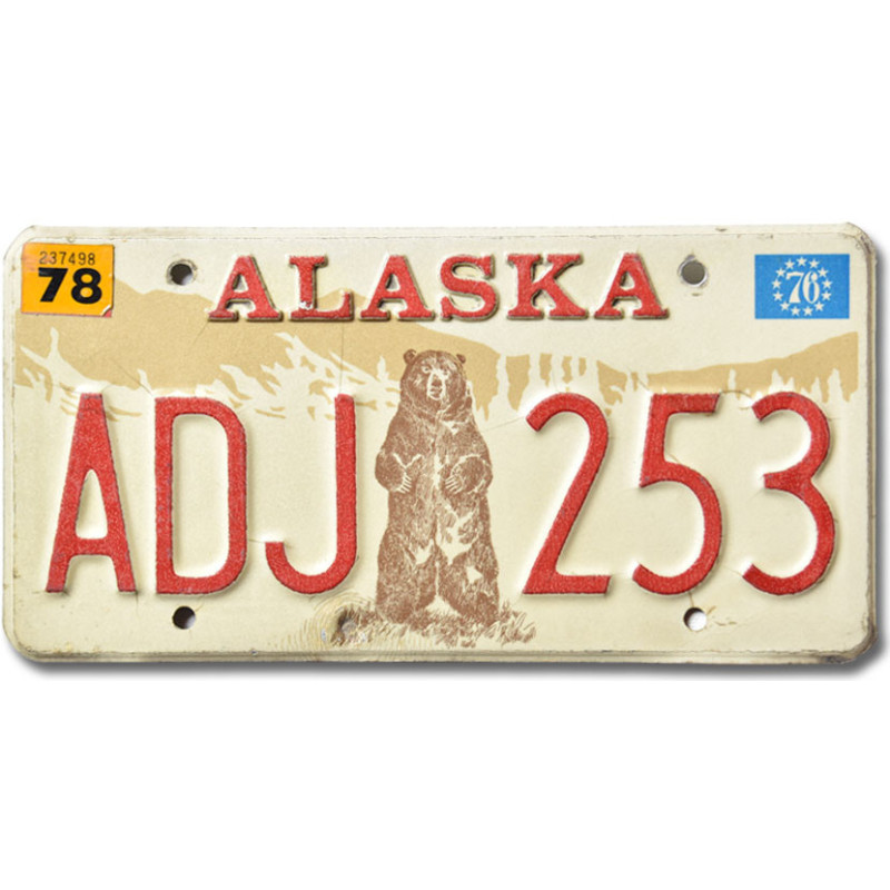 Americká ŠPZ Alaska 1976 Grizzly Bear ADJ 253