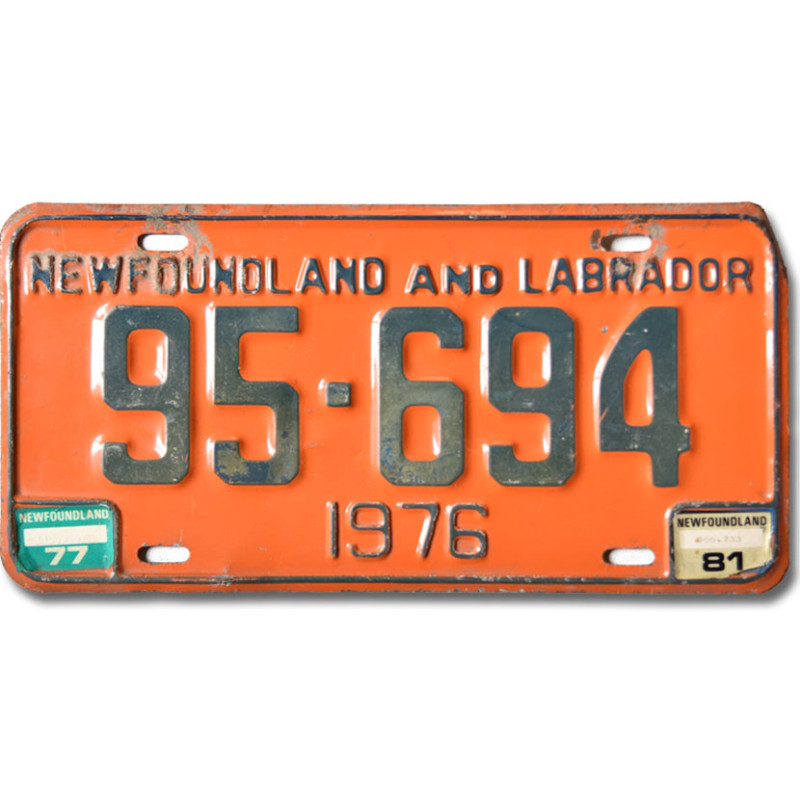 Kanadská ŠPZ Newfoundland Labrador 1976 Orange 95-694
