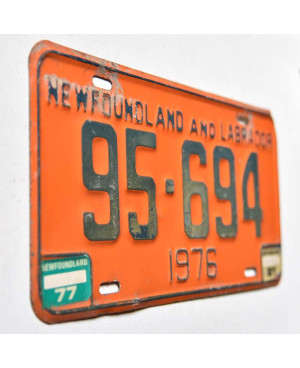 Kanadská ŠPZ Newfoundland Labrador 1976 Orange 95-694