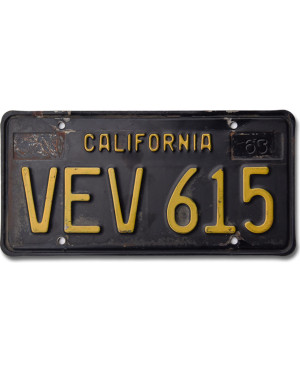 Americká ŠPZ California 1963 Black VEV 615