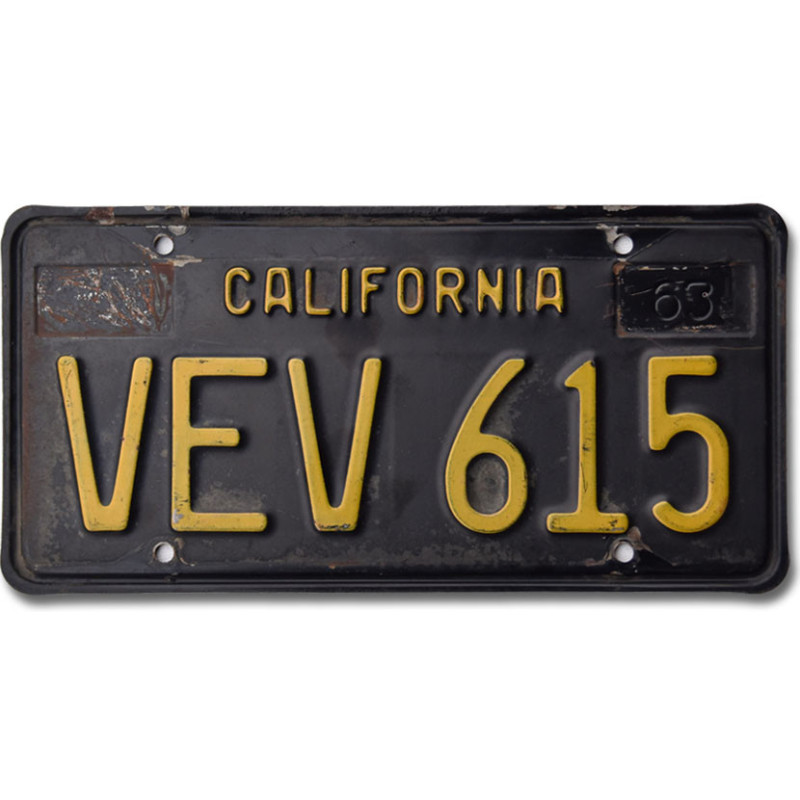 Americká ŠPZ California 1963 Black VEV 615
