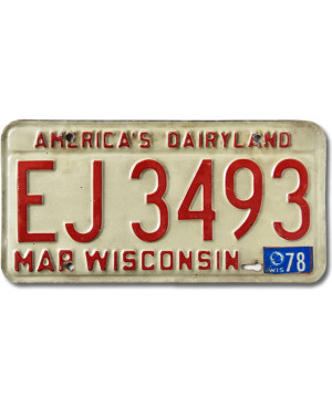 Americká ŠPZ Wisconsin 1978 Dairyland EJ 3493