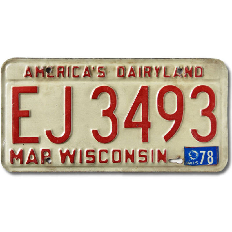 Americká ŠPZ Wisconsin 1978 Dairyland EJ 3493