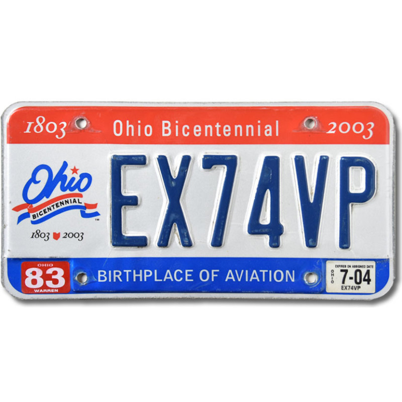 Americká ŠPZ Ohio Bicentennial EX74VP