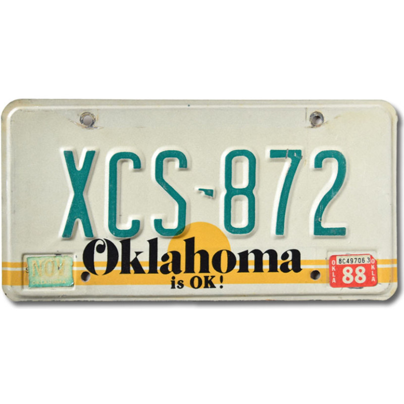 Americká ŠPZ Oklahoma is OK XCS-872