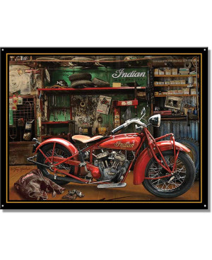 Plechová ceduľa Indian Scout in Garage 40 cm x 32 cm