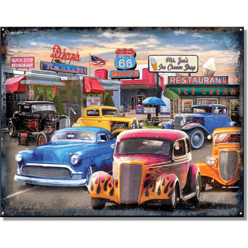 Plechová ceduľa Route 66 Springbok 40 cm x 32 cm