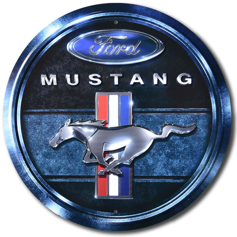 Plechová ceduľa Ford Mustang Blue 30 cm