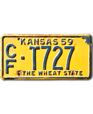 Americká ŠPZ Kansas 1959 Wheat State CF-T727