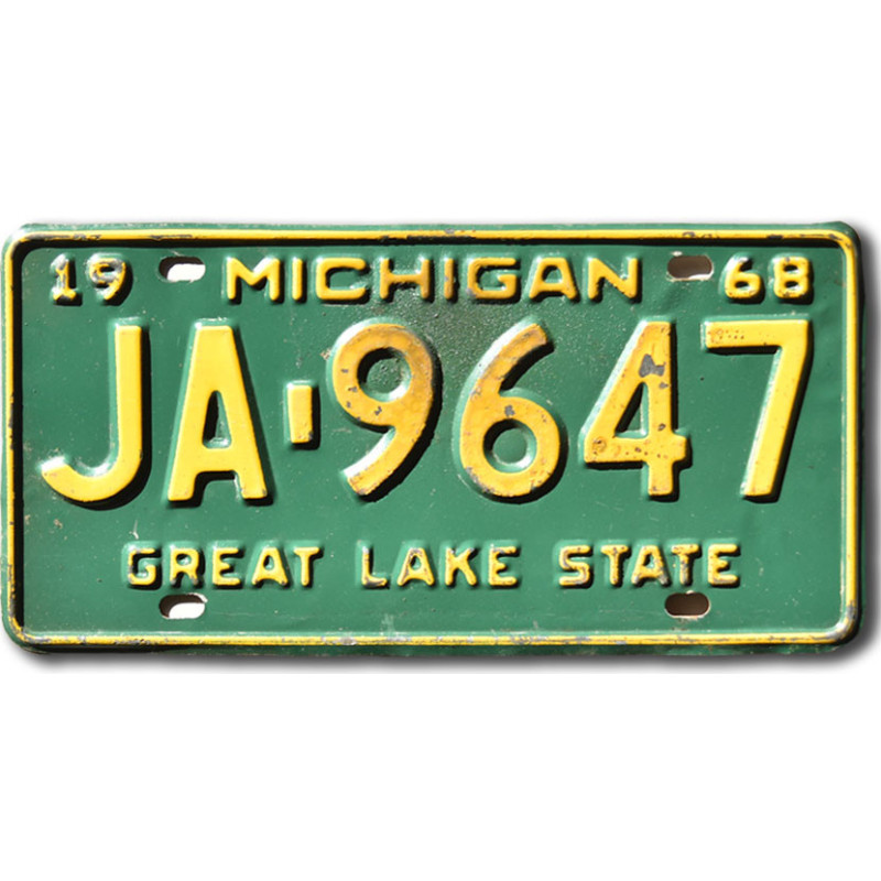 Americká ŠPZ Michigan 1968 Green Great Lake JA-9647