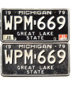 Americká ŠPZ Michigan 1979 Black WPM-669 pár