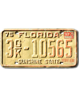 Americká ŠPZ Florida 1975 Arrive Alive 3GK-10565