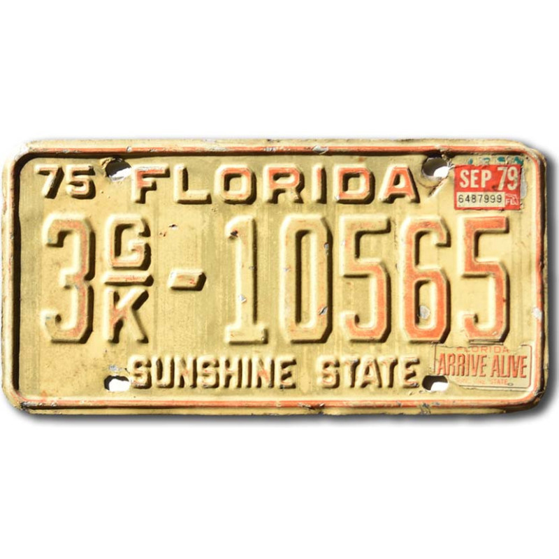 Americká ŠPZ Florida 1975 Arrive Alive 3GK-10565