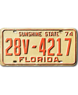 Americká ŠPZ Florida 1974 Sunshine State 28V-4217