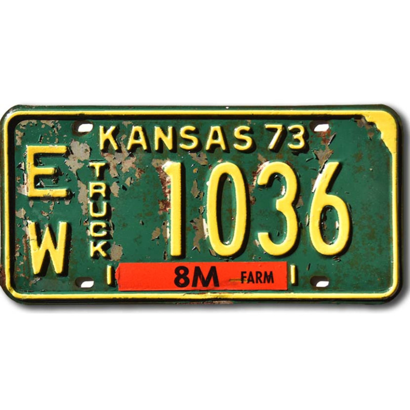 Americká ŠPZ Kansas 1973 Green Truck EW 1036