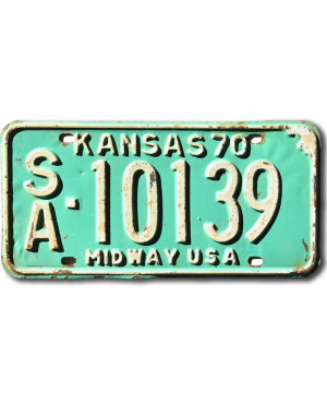 Americká ŠPZ Kansas 1970 Midway Green SA-10139