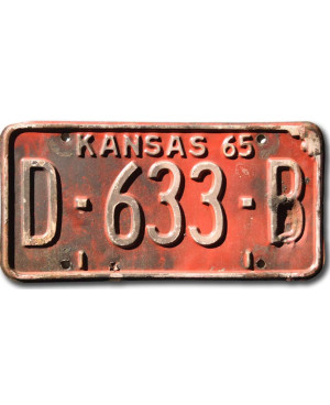 Americká ŠPZ Kansas 1965 Red D-633-B