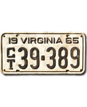 Americká ŠPZ Virginia 1965 White CT39-389