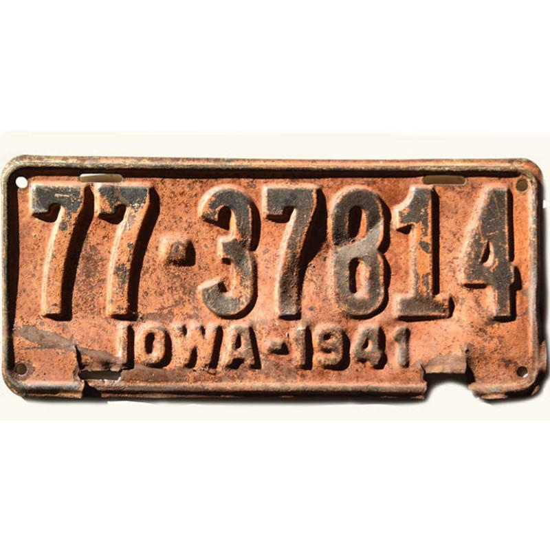 Americká ŠPZ Iowa 1941 Yellow 77-37814