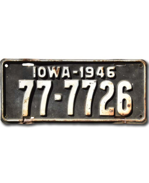 Americká ŠPZ Iowa 1946 Black 77-7726