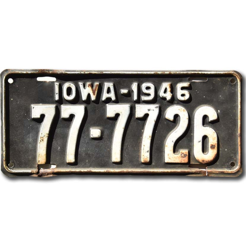 Americká ŠPZ Iowa 1946 Black 77-7726