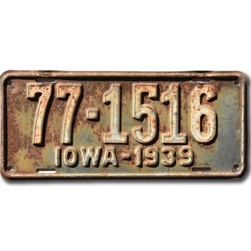 Americká ŠPZ Iowa 1939 Black 77-1516