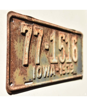 Americká ŠPZ Iowa 1939 Black 77-1516
