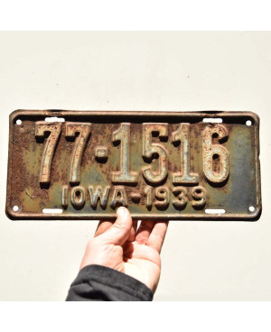 Americká ŠPZ Iowa 1939 Black 77-1516