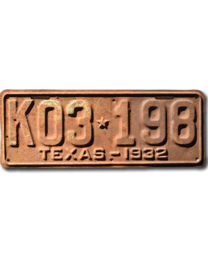 Americká ŠPZ Texas 1932 Rusty K03-198
