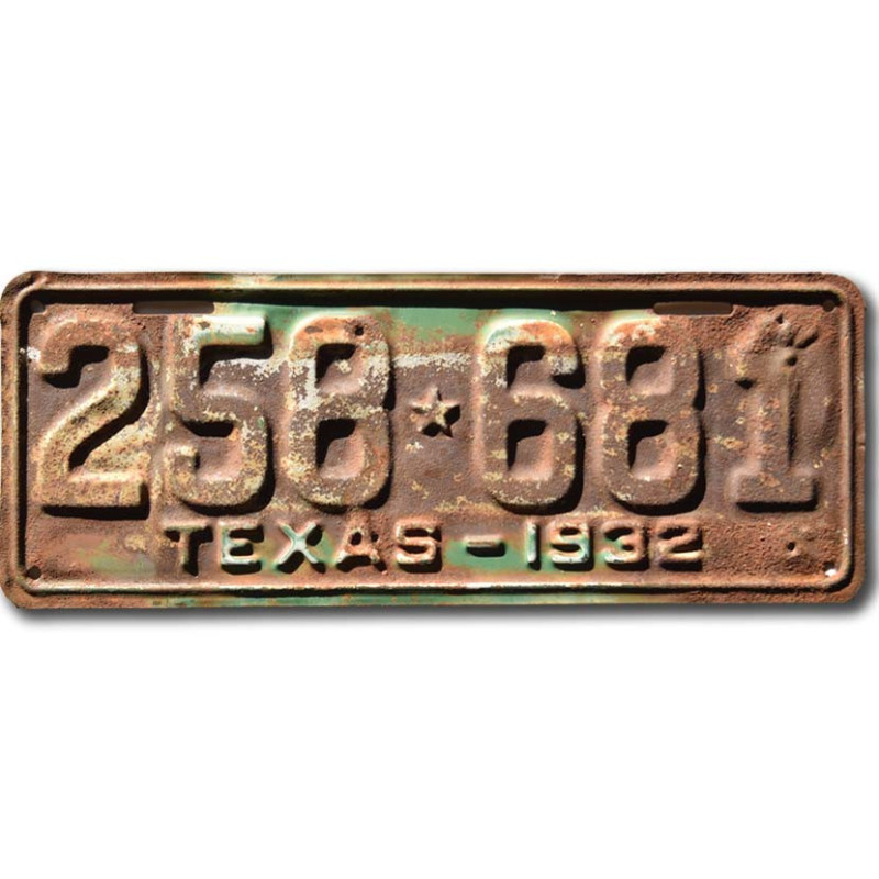 Americká ŠPZ Texas 1932 Rusty 258-681