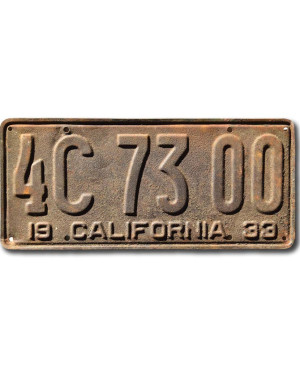 Americká ŠPZ California 1933 Rusty 4C 73 00