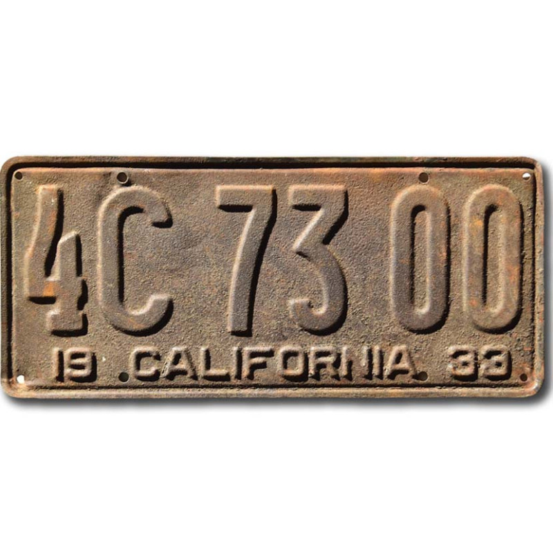 Americká ŠPZ California 1933 Rusty 4C 73 00