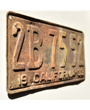 Americká ŠPZ California 1933 Rusty 2B 7552