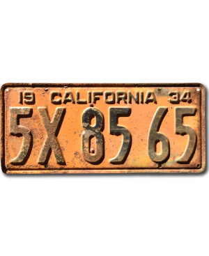 Americká ŠPZ California 1934 Yellow 5X 8565
