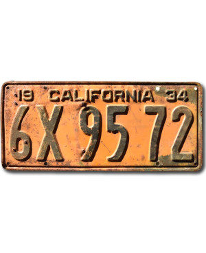 Americká ŠPZ California 1934 Yellow 6X 9572