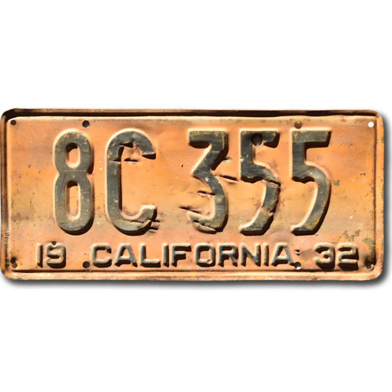 Americká ŠPZ California 1932 Yellow 8C 355