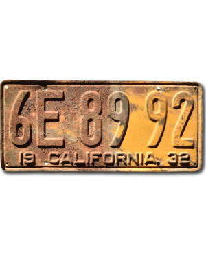 Americká ŠPZ California 1932 Yellow 6E 8992