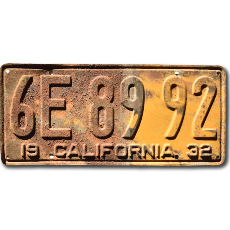 Americká ŠPZ California 1932 Yellow 6E 8992