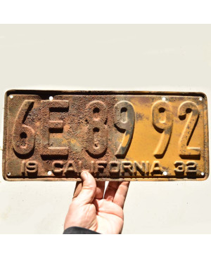 Americká ŠPZ California 1932 Yellow 6E 8992