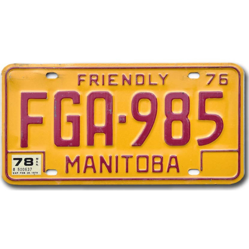 Kanadská ŠPZ Manitoba 1976 Friendly FGA-985