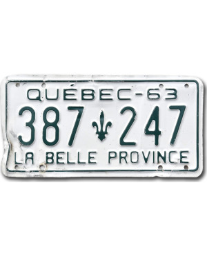 Kanadská ŠPZ Quebec 1963 La Belle 387-247