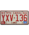 Americká ŠPZ North Carolina 1982 Red YXV-136