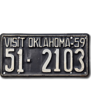 Americká ŠPZ Oklahoma Visit 1959 Black 51-2103