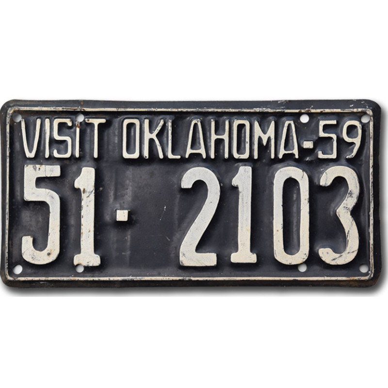 Americká ŠPZ Oklahoma Visit 1959 Black 51-2103