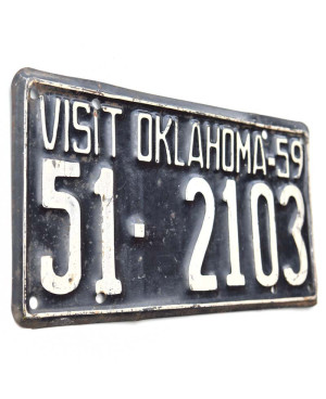 Americká ŠPZ Oklahoma Visit 1959 Black 51-2103