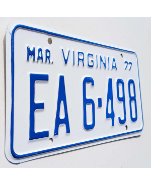 Americká ŠPZ Virginia 1977 White EA6-498